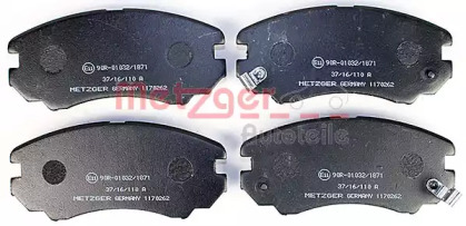 Колодки с накладками в сборе для дисковых тормозов METZGER 1170262